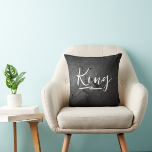 Black Slate Rock with King Text Cushion