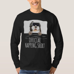 Black Sleep Mask Bearded Collie Official Napping T-Shirt