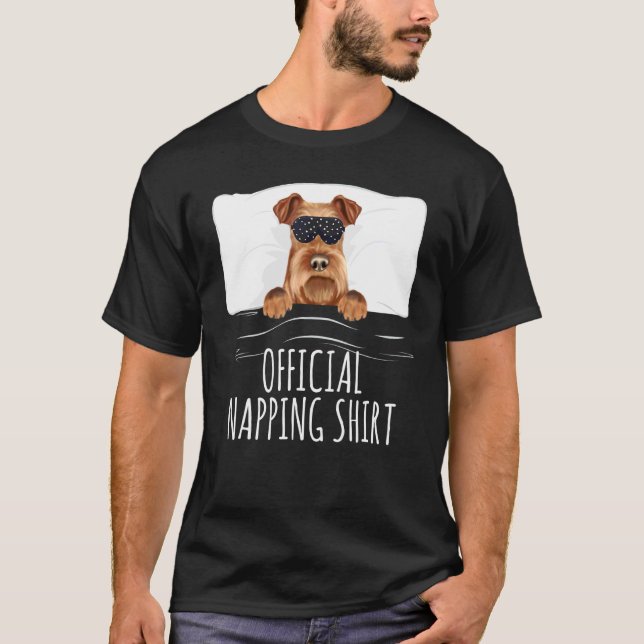 Black Sleep Mask Irish Terrier Official Napping T-Shirt (Front)