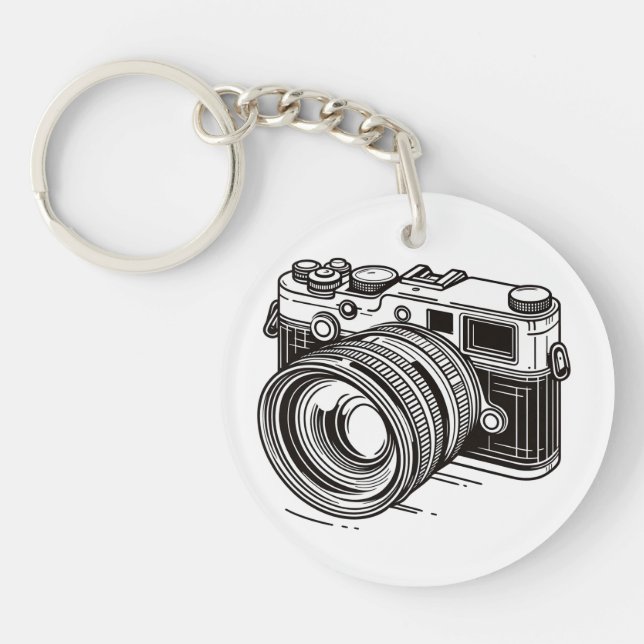 Black SLR Photographer Camera Photography Key Ring (Front)