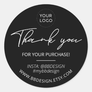 Black   Small Business Thank you package sticker