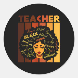Black Smart Teacher Afro Love African American Wom Classic Round Sticker