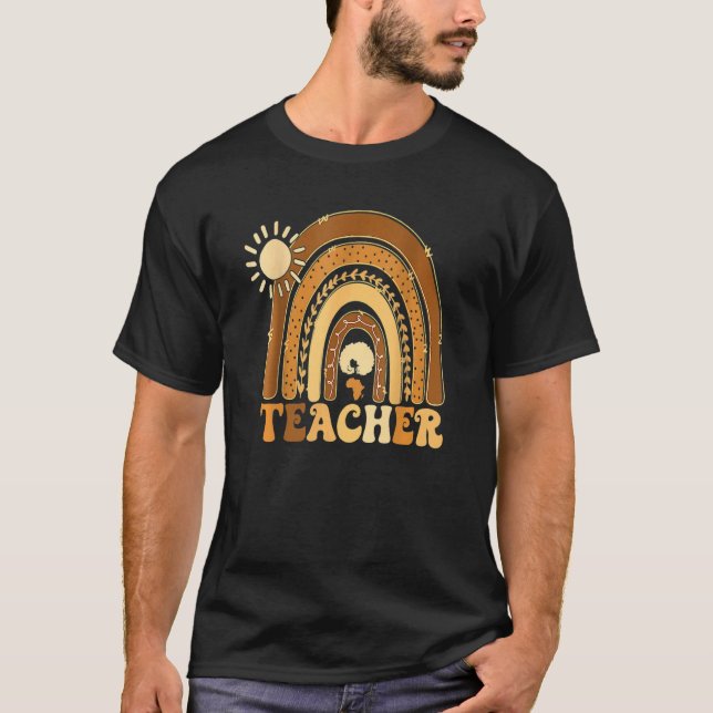 Black Smart Teacher Afro Love Melanin African Amer T-Shirt (Front)