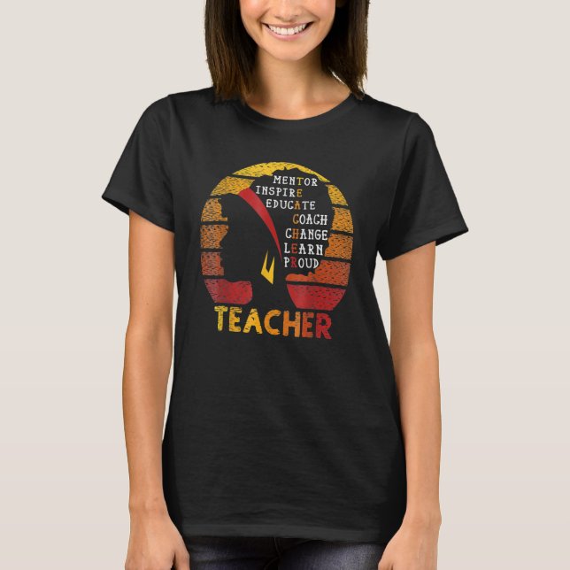 Black Smart Teacher Afro Love Melanin African Amer T-Shirt (Front)