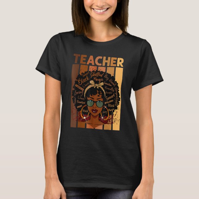 Black Smart Teacher Afro Love Melanin African Amer T-Shirt (Front)