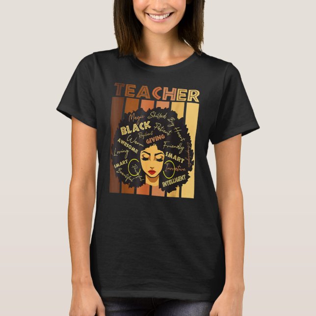 Black Smart Teacher Afro Love Melanin African Amer T-Shirt (Front)