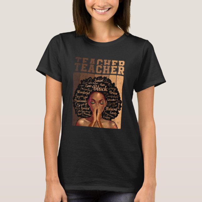 Black Smart Teacher Afro Love Melanin African Amer T-Shirt (Front)