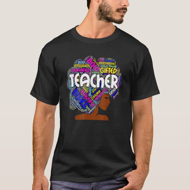 Black Smart Teacher Afro Love Melanin African Amer T-Shirt (Front)