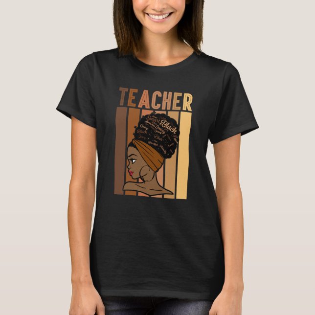 Black Smart Teacher Afro Love Melanin African Amer T-Shirt (Front)