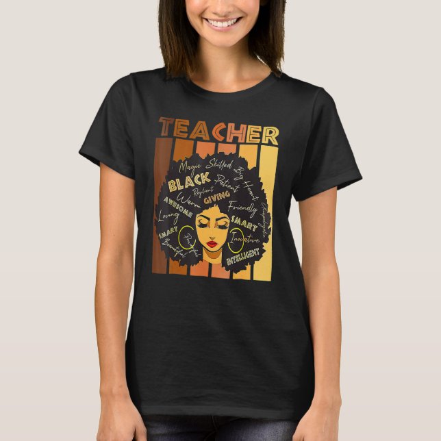 Black Smart Teacher Afro Love Melanin African Amer T-Shirt (Front)