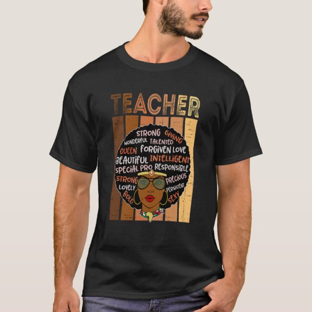 Black Smart Teacher Afro Love Melanin African Amer T-Shirt (Front)