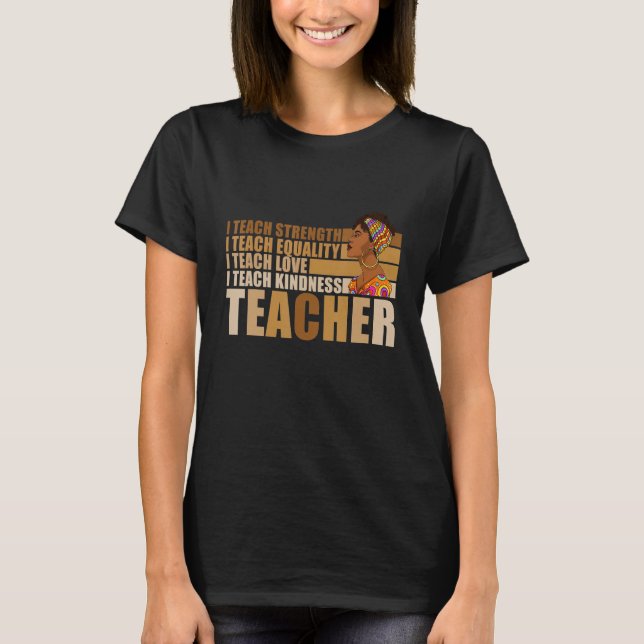 Black Smart Teacher Afro Love Melanin African Amer T-Shirt (Front)