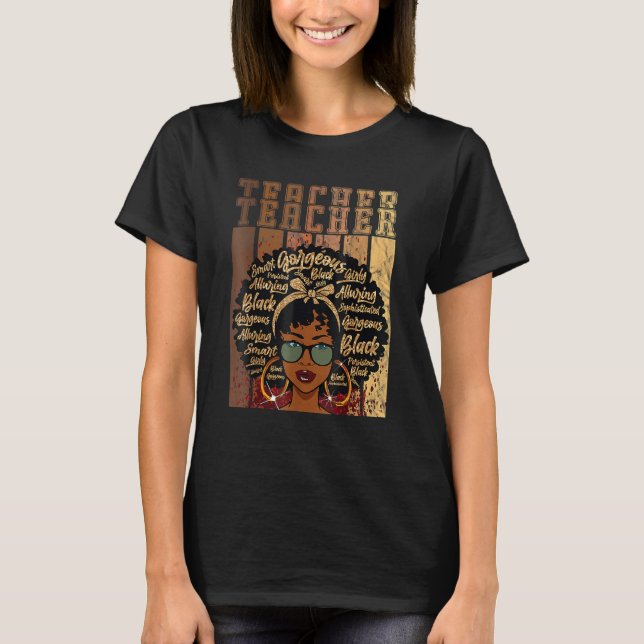 Black Smart Teacher Afro Love Melanin African Amer T-Shirt (Front)