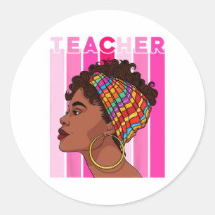 Black Smart Teacher Afro Love Melanin Black Histor Classic Round Sticker
