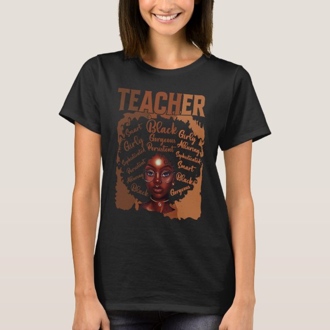 Black Smart Teacher Afro Love Melanin Women Black  T-Shirt (Front)