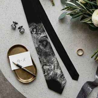 Black Smoke Abstract Print Tie