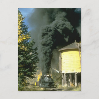 Black smoke at Cresco tank, C&TSRR Postcard