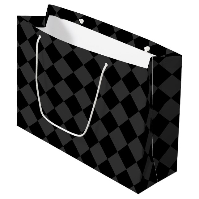 Black & Smoky Black Diamonds – Elegant & Timeless Large Gift Bag (Front Angled)