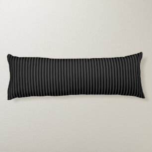 Black & Smoky Black Narrow Vertical Stripes Body Cushion