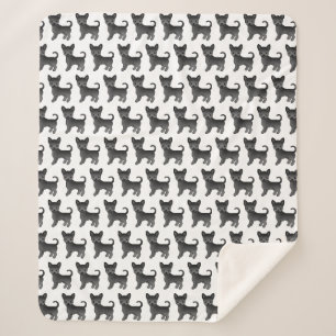 Black Smooth Coat Chihuahua Cartoon Dog Pattern Sherpa Blanket