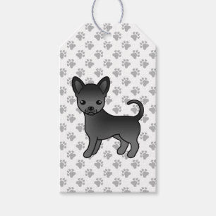 Black Smooth Coat Chihuahua Cartoon Dog & Paws Gift Tags
