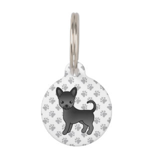 Black Smooth Coat Chihuahua Cute Cartoon Dog Pet Tag