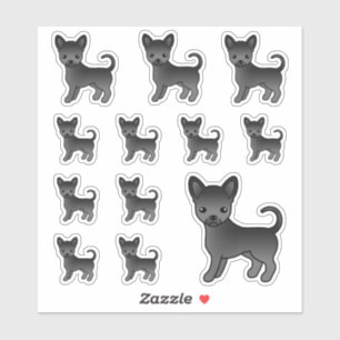 Black Smooth Coat Chihuahua Cute Cartoon Dogs