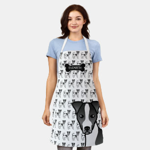 Black Smooth Coat Jack Russell Terrier & Name Apron