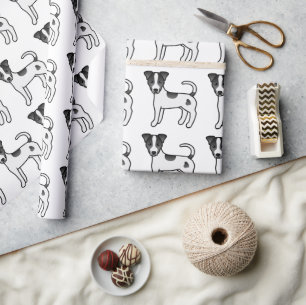 Black Smooth Coat Parson Russell Terrier Pattern Wrapping Paper