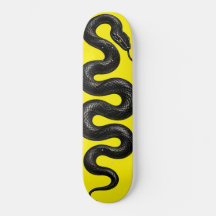 Black Snake Neon Yellow Skateboard Design Reptile 