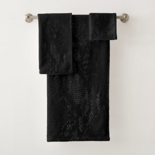 Black Snake Skin Print Bath Towel Set