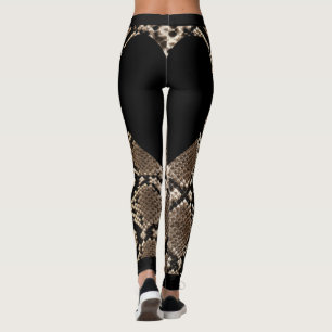 Black Snakeskin Heart Leggings