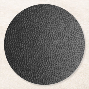 Black Snakeskin Round Paper Coaster