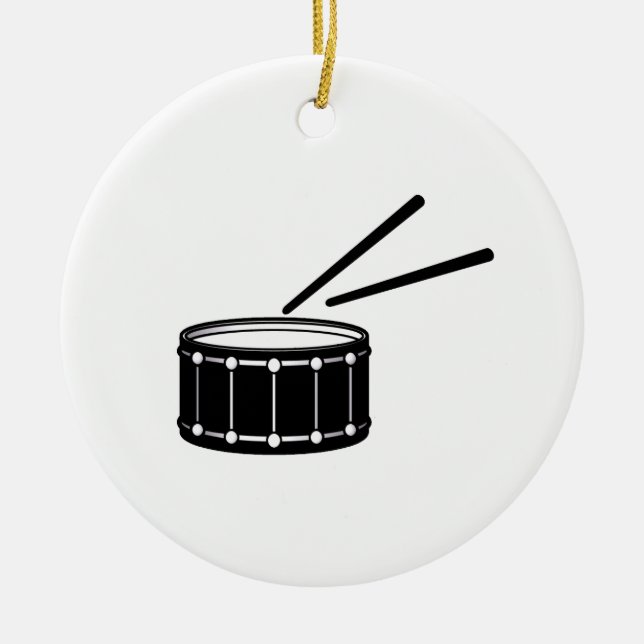 black snare graphic with sticks.png ceramic ornament (Front)