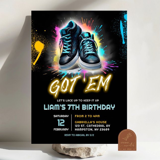 Black Sneaker Bash Shoe Got Em Birthday Invitation (Creator Uploaded)