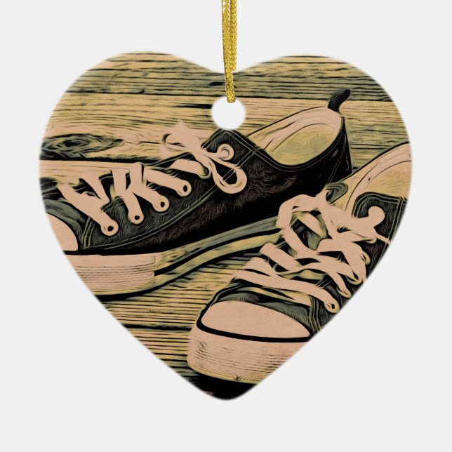Black sneakers ceramic ornament (Front)
