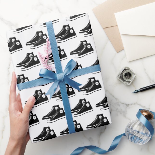 Black Sneakers on White Wrapping Paper (Gifting)