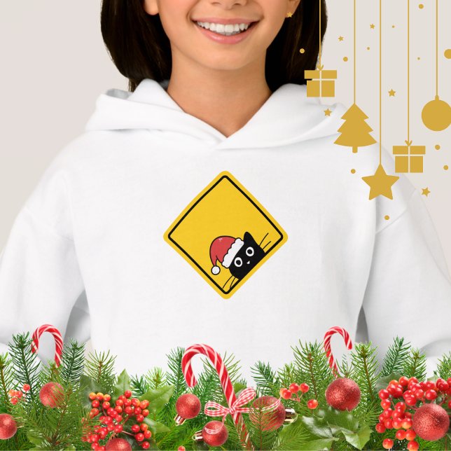 Black Sneaky Santa Cat U.S. Warning Sign (Creator Uploaded)