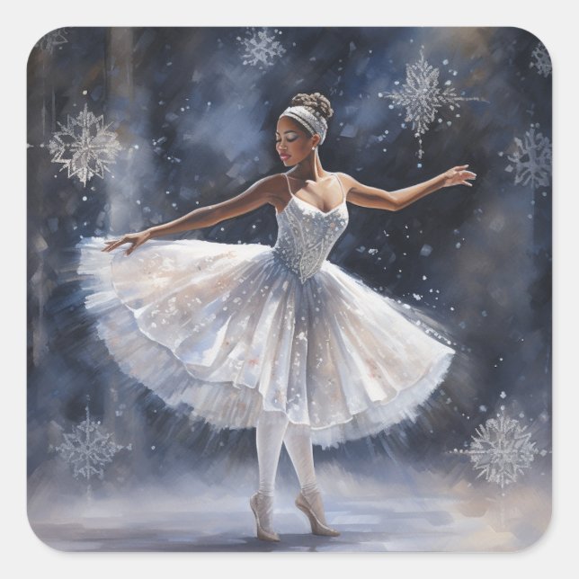 Black Snow Queen's Graceful Ballet Pose Square Sticker (Front)
