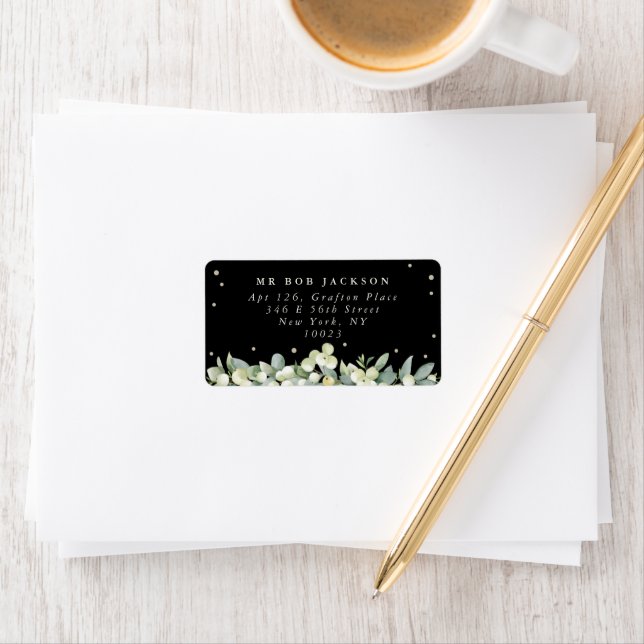 Black Snowberry+Eucalyptus Address Label (Insitu)