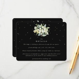Black Snowberry+Eucalyptus Bouquet Wedding Details Enclosure Card