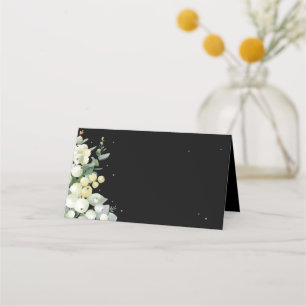 Black Snowberry+Eucalyptus Christmas Folded Place Card