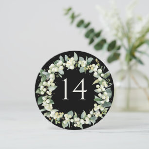 Black Snowberry+Eucalyptus Christmas Table Number