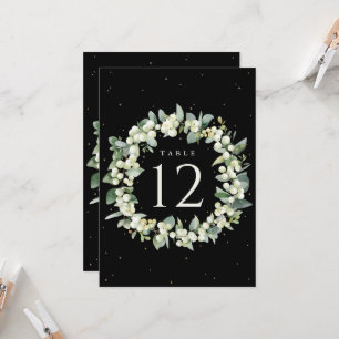 Black Snowberry+Eucalyptus Christmas Table Number