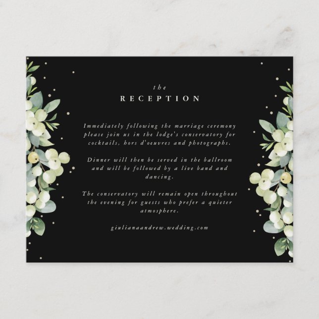 Black Snowberry+Eucalyptus Edged Reception Enclosure Card (Front)