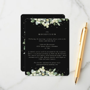 Black Snowberry+Eucalyptus Edged Wedding Reception Enclosure Card