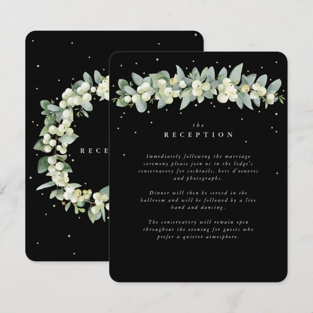 Black Snowberry+Eucalyptus Garland Reception Enclosure Card (Front/Back)