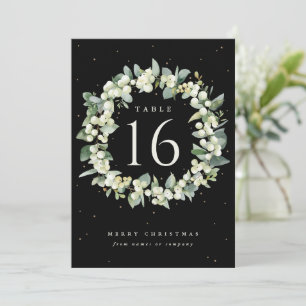 Black Snowberry+Eucalyptus Holiday Table Number