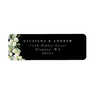 Black Snowberry+Eucalyptus Return Address Label