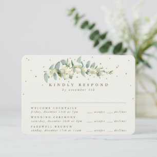 Black Snowberry+Eucalyptus Wedding Multi-Event RSVP Card